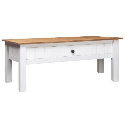 Mesa de Centro 100x60x45 cm Pinho Maciço Panama Branco