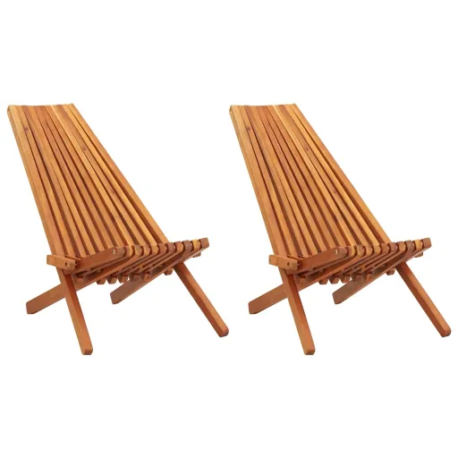 Cadeiras Lounge de Exterior Dobráveis   Acácia Maciça (2 pcs)