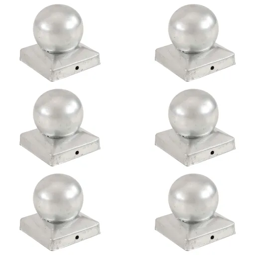 Tampas Globo p/ Postes Vedação   Metal Galvanizado 91x91mm (6 pcs)