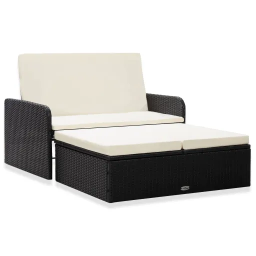 Conjunto Lounge de Jardim c/ Almofadões Vime PE Preto (2 pcs)