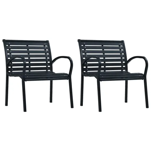 Cadeiras de Jardim   Aço e WPC Preto (2 pcs)