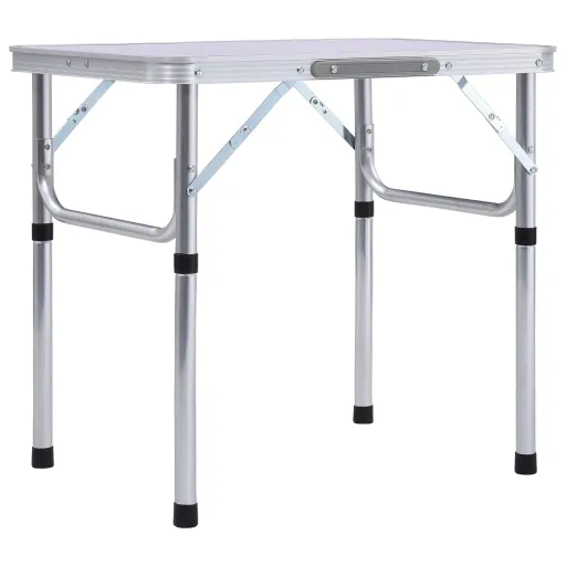 Mesa de Campismo Dobrável 60x45 cm Alumínio Branco