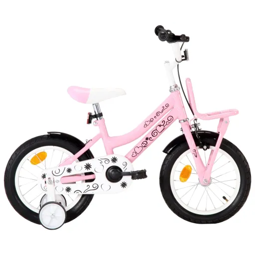 Bicicleta Criança c/ Plataforma Frontal Roda 14" Branco/Rosa