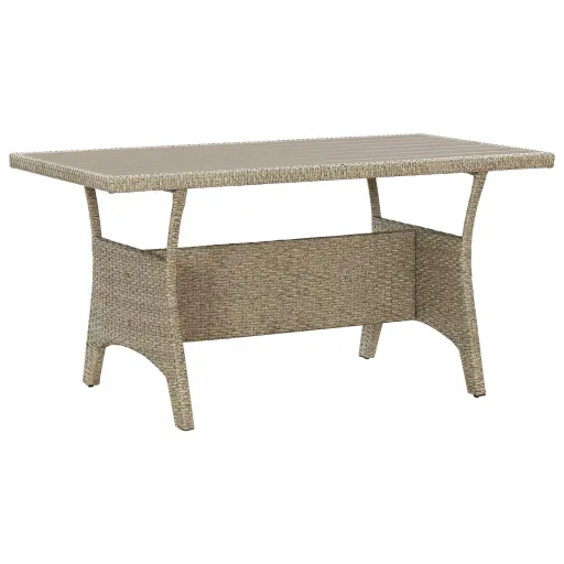 Mesa de Jardim 130x70x66 cm Vime PE Cinzento