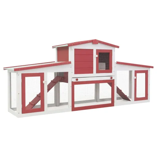 Coelheira Exterior Grande 204x45x85cm Madeira Vermelho e Branco