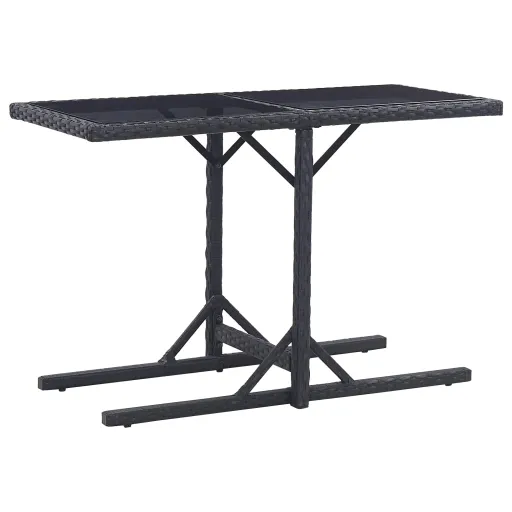 Mesa de Jardim 110x53x72 cm Vidro e Vime PE Preto