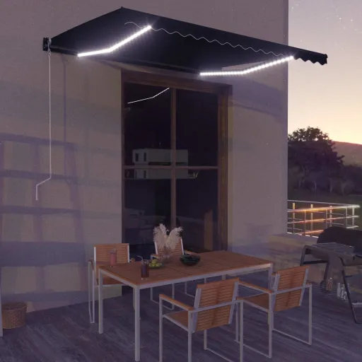 Toldo Retrátil Manual com LED 400x300 cm Antracite