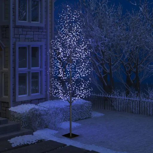 Árvore de Natal 1200 Luzes LED Flor Cerejeira Luz Azul 400 cm