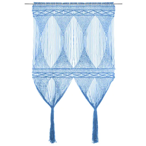 Cortina em Macramé 140x240 cm Algodão Azul