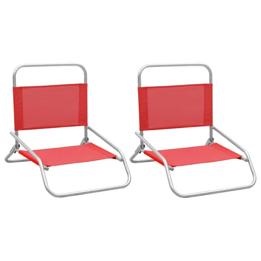 Cadeiras de Praia Dobráveis   Tecido Vermelho (2 pcs)