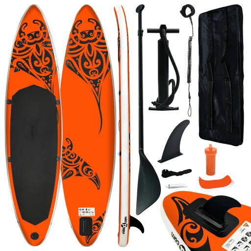 Conjunto Prancha de Paddle SUP Insuflável 305x76x15 cm Laranja