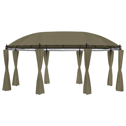 Gazebo c/ Cortinas 520x349x255 cm 180 g/m² Cinzento-Acastanhado