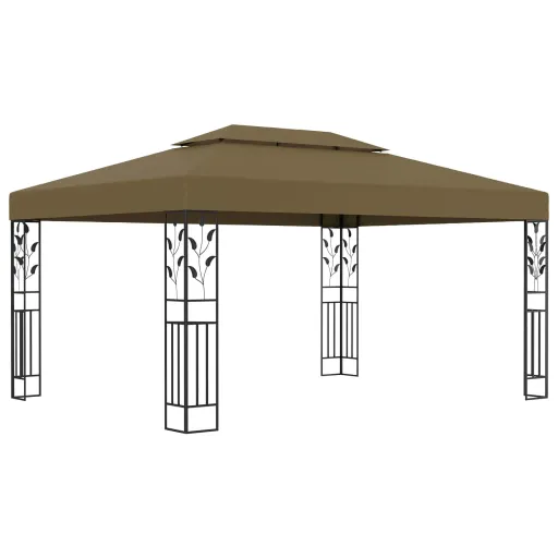 Gazebo com Telhado Duplo 3x4 m 180 g/m² Cinza-Acastanhado