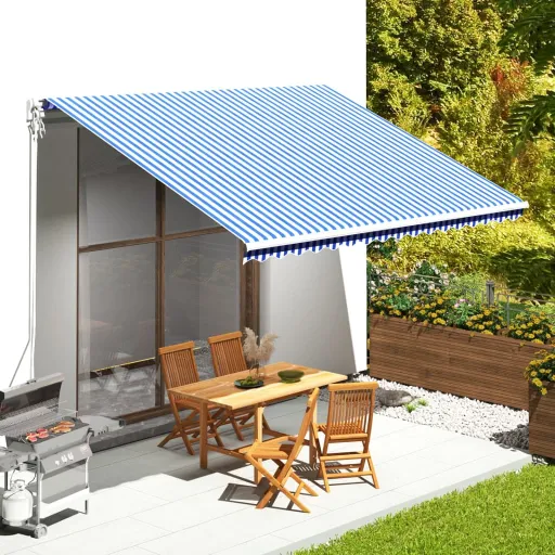 Tecido de Substituição para Toldo 4,5x3,5 m Azul e Branco