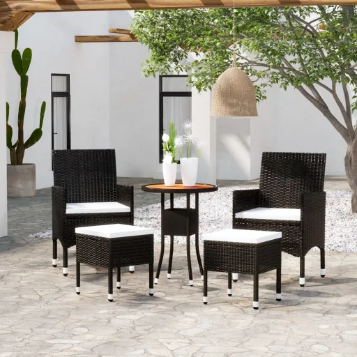 Conjunto Lounge de Jardim Vime PE Preto (5 pcs)