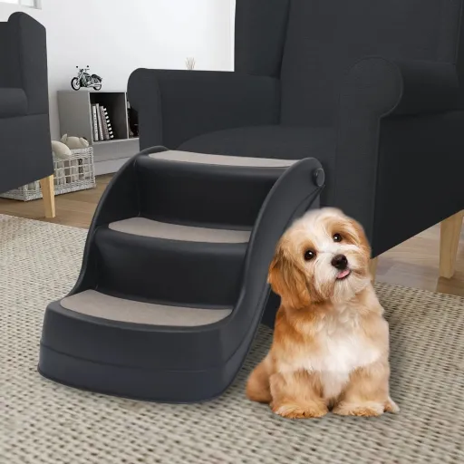 Escada para Cães Dobrável com 3 Degraus Preto