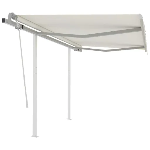 Toldo Retrátil Manual com Postes 3x2,5 m Cor Creme