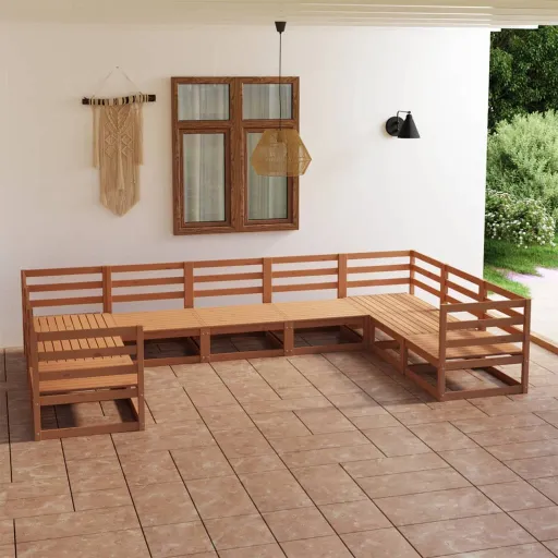 Conjunto Lounge de Jardim Pinho Maciço (9 pcs)