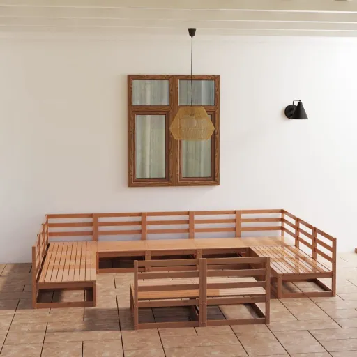 Conjunto Lounge de Jardim Pinho Maciço (11 pcs)