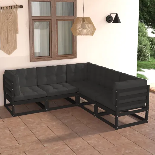 Conjunto Lounge de Jardim c/ Almofadões Pinho Maciço (5 pcs)