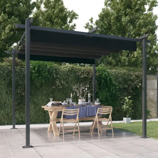 Gazebo de Jardim com Telhado Retrátil 3x3 m Antracite