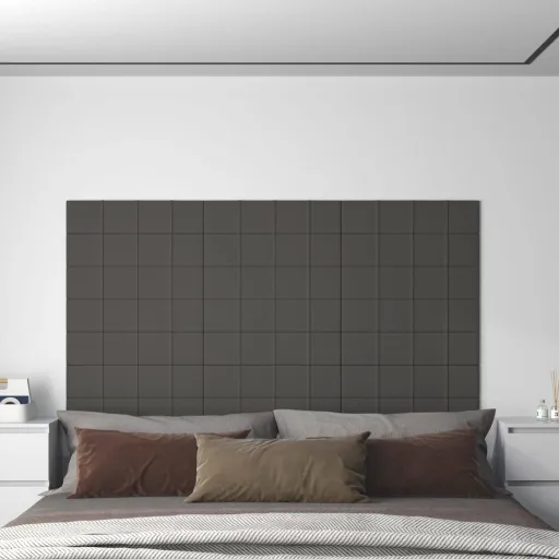 Painel de Parede   60x15cm Tecido 1,08 m² Cor Cinza-Escuro (12 pcs)