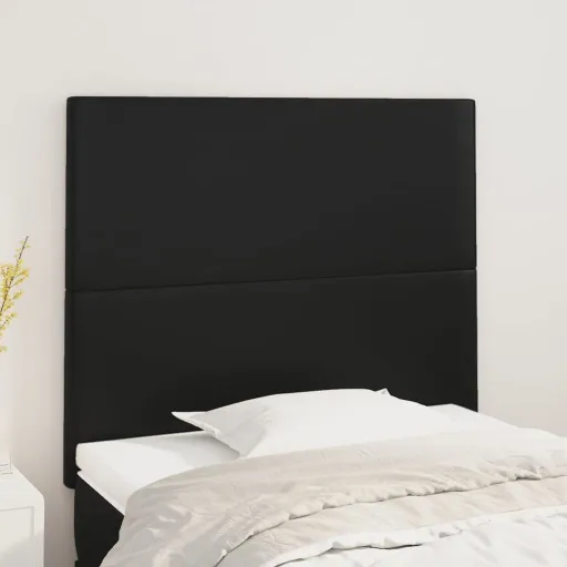 Cabeceira de Cama   Couro Artificial 100x5x78/88 cm Preto (2 pcs)