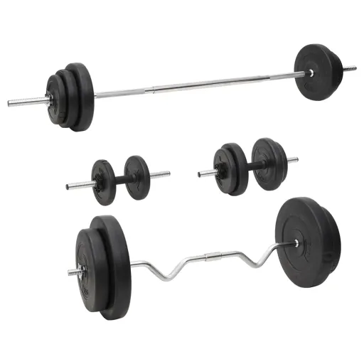 Conjunto de Barras e Halteres com Discos 90 Kg