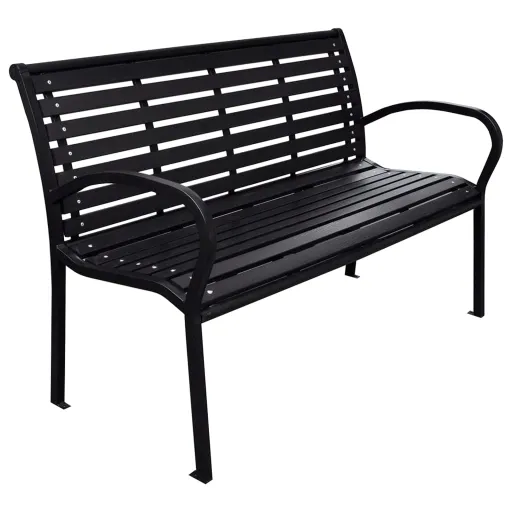 Banco de Jardim 116 cm Aço e WPC Preto