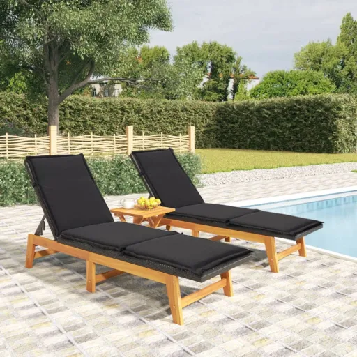 Conjunto Lounge para Jardim Vime PE e Acácia Maciça (3 pcs)