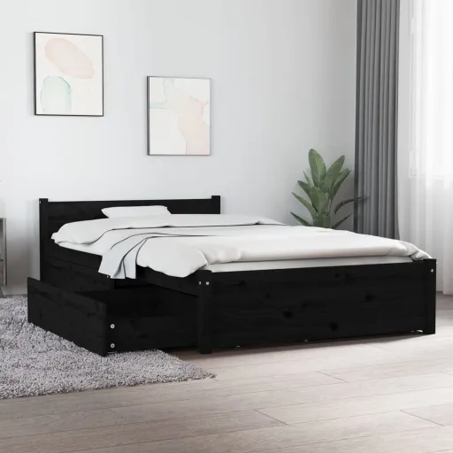 Estrutura de Cama c/ Gavetas 90x200 cm Preto