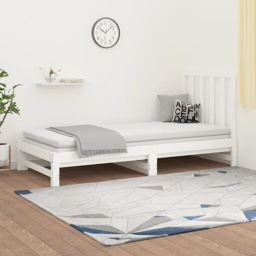 Sofá-Cama de Puxar 2x(90x200) cm Pinho Maciço Branco