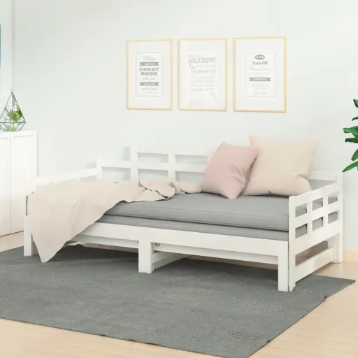 Sofá-Cama de Puxar 2x(90x200) cm Pinho Maciço Branco