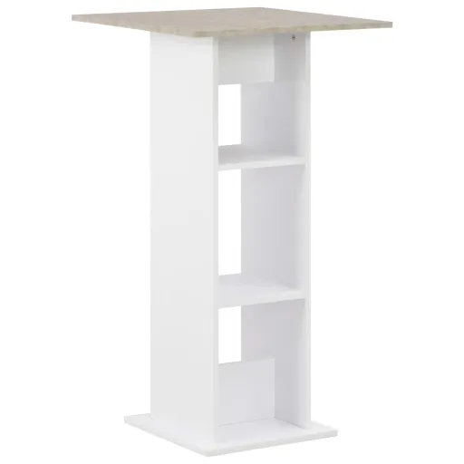 Mesa de Bar 60x60x110 cm Branco e Cinzento Cimento