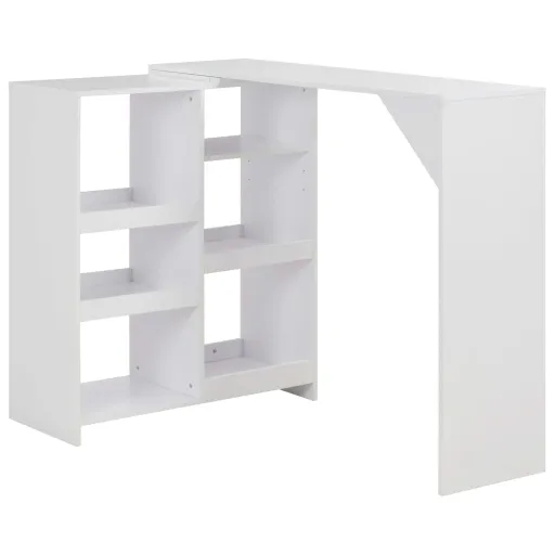 Mesa de Bar com Prateleira Movível Branco 138x39x110 cm