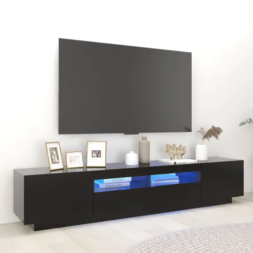 Móvel de TV com Luzes LED 200x35x40 cm Preto