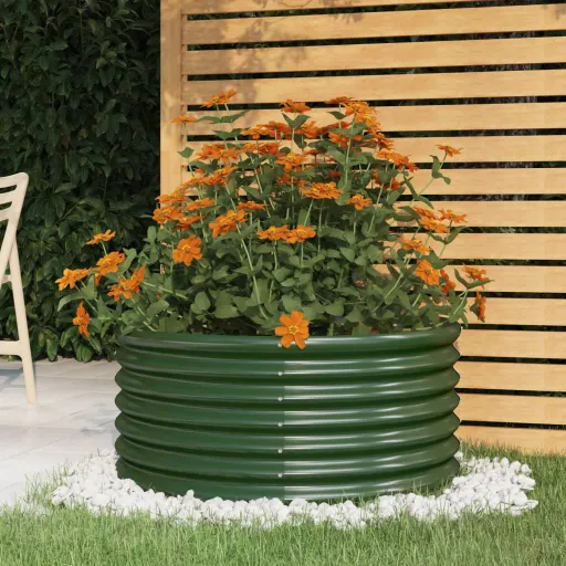 Vaso/Floreira de Jardim Aço Revestido a pó 80x80x36 cm Verde