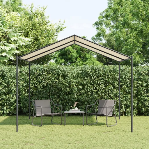 Tenda com Toldo 3x3 m Aço e Tecido Bege