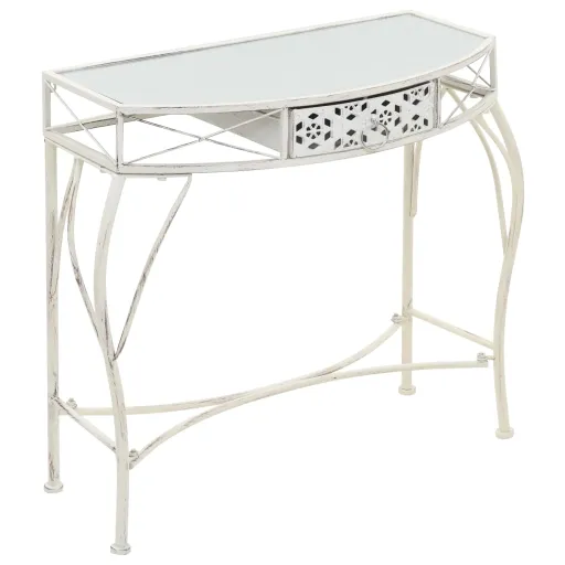 Mesa de Apoio Estilo Francês 82x39x76 cm Metal Branco