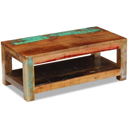 Mesa de Centro 90x45x35 cm Madeira Reciclada Maciça