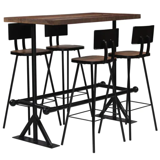 Conjunto de Bar   Madeira Recuperada Maciça (5 pcs)