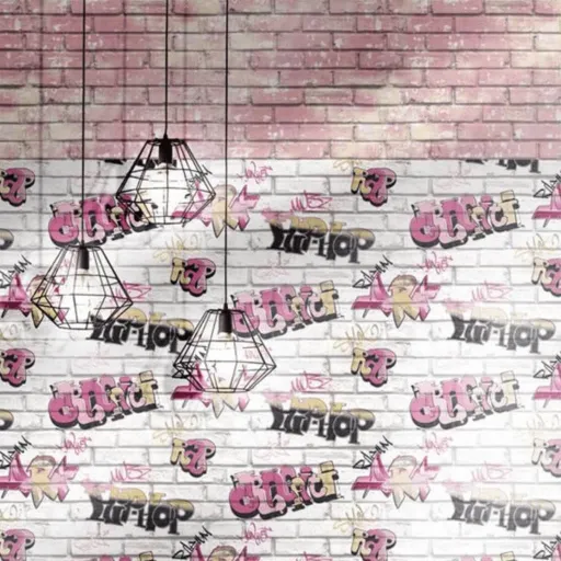 Noordwand Wallpaper Urban Friends & Coffee Bricks" Rosa e Branco