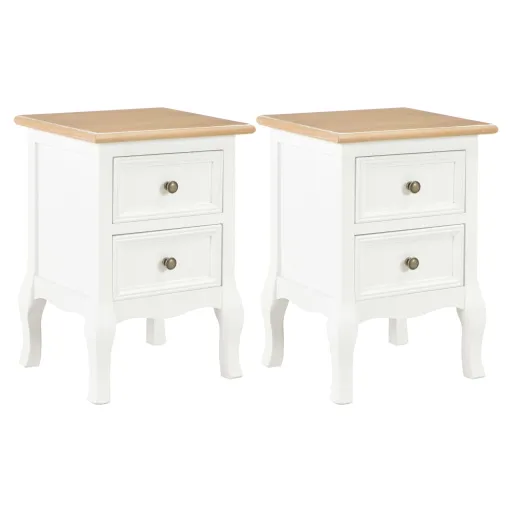 Mesa-de-Cabeceira   35x30x49 cm MDF Branco (2 pcs)