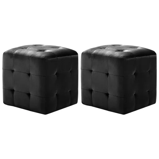 Mesas de Cabeceira   30x30x30 cm Veludo Preto (2 pcs)