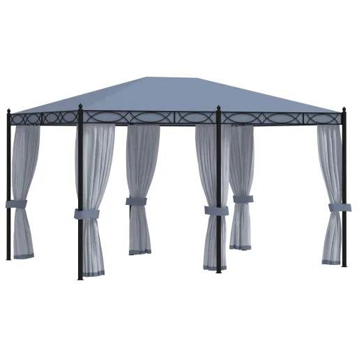 Gazebo com Proteções em Rede 3x4 m Aço Antracite