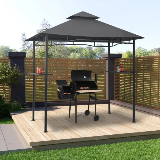 Gazebo de Churrasco 240x150x255 cm Aço Antracite