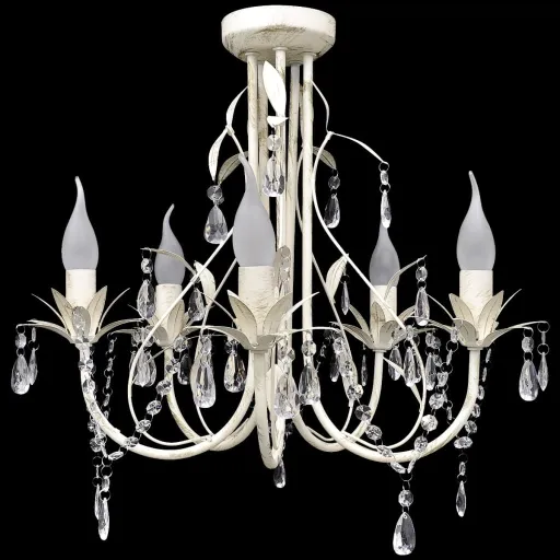 Candelabro com Cristais Pendente Elegante com 5 Lâmpadas