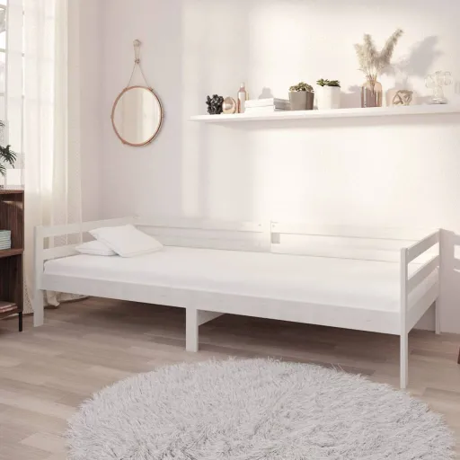 Sofá-Cama com Colchão 90x200 cm Pinho Maciço Branco