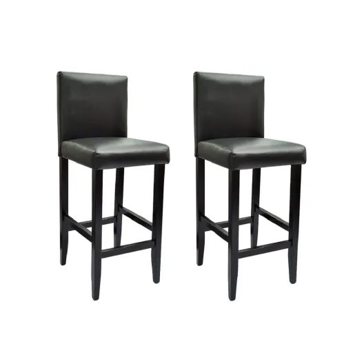 Bancos de Bar   Couro Artificial Preto (2 pcs)