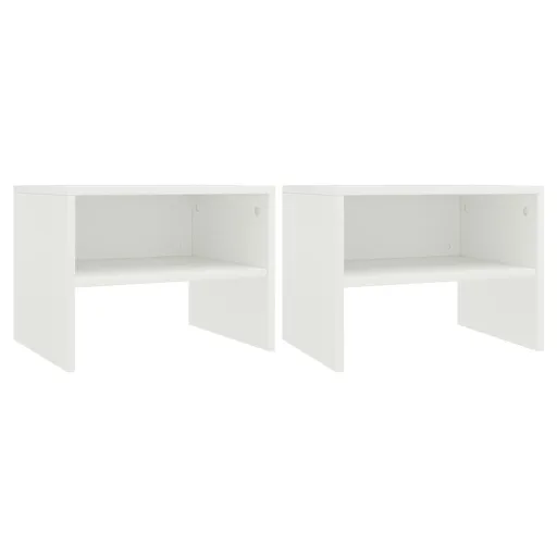 Mesas-de-Cabeceira   40x30x30 cm Contraplacado Branco  (2 pcs)